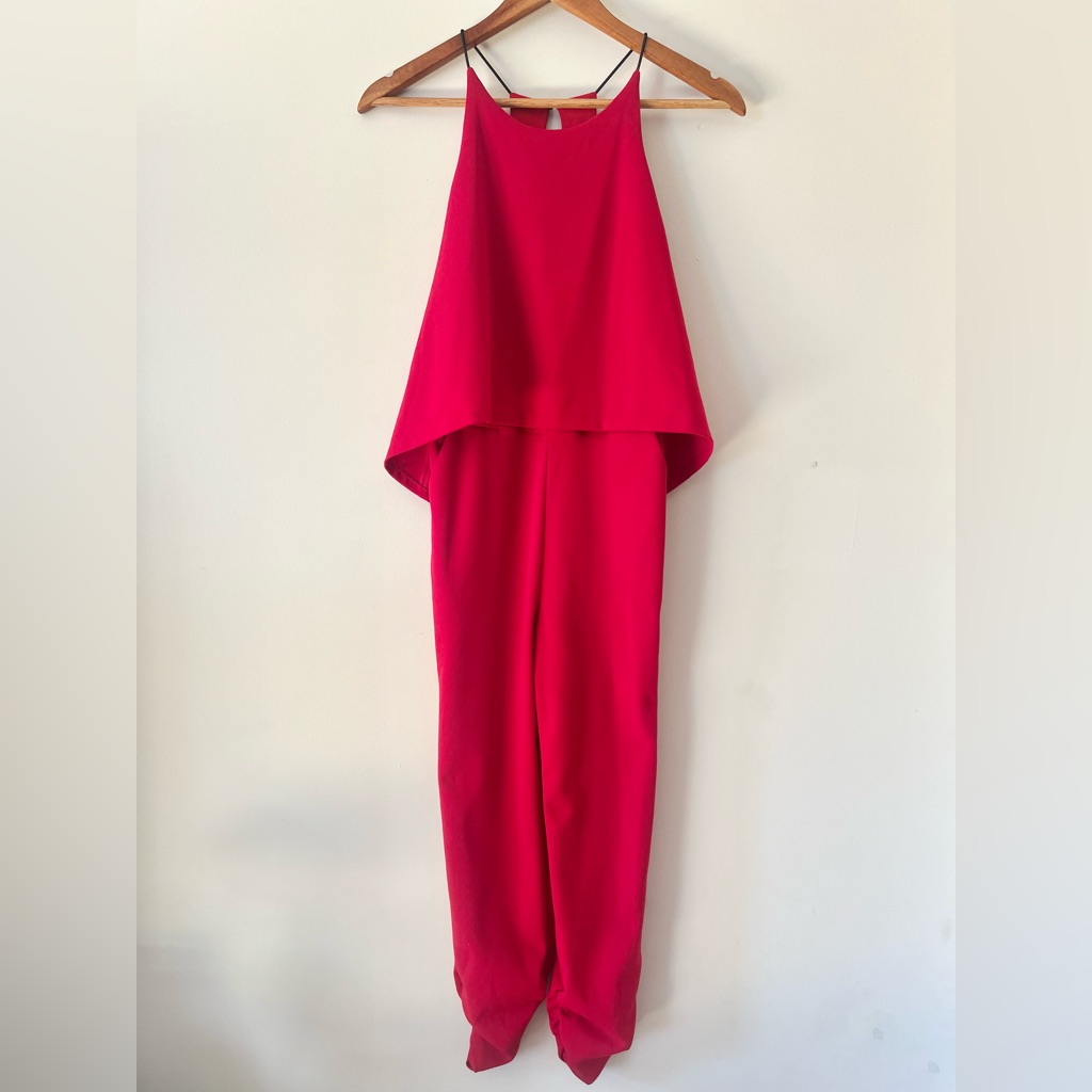 Necessary Objects Red Split-Leg Jumpsuit Size Small